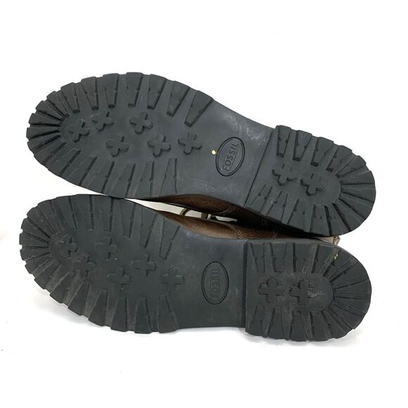 Fossil Pebbled Brown Leather Ankle Lace Up Boots Men Size 11M - Picture 12 of 16